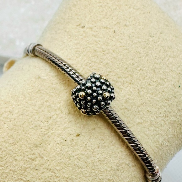 EUC Pandora 791225 Sterling Silver w/ 14k Yellow Gold Moss Designer Charm - Picture 5 of 15